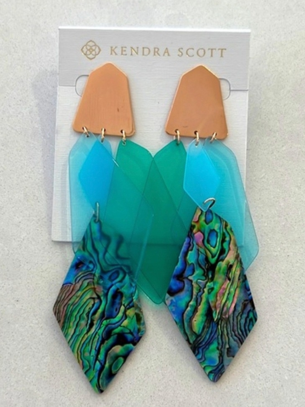 Kendra Scott Multicolor Abalone & Teal Drop Earrings